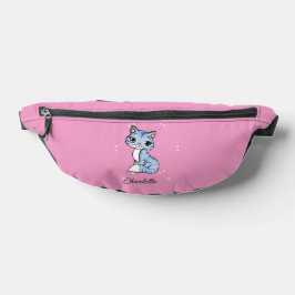 Niedliche blaue Katze auf rosa individuelle Name Bauchtasche