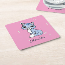 Niedliche blaue Katze auf rosa individuelle Name