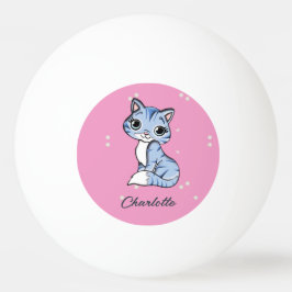 Niedliche blaue Katze auf rosa individuelle Name Tischtennisball