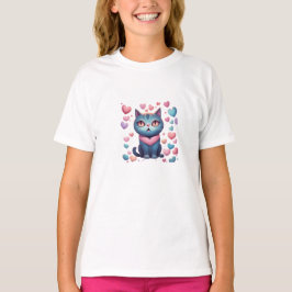 Niedliche blaue Katze mit Herz Hoodie | Kawaii Val T-Shirt