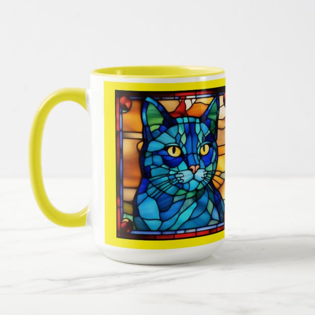 Niedliche blaue Katzen-Kaffeetasse Tasse (Links)