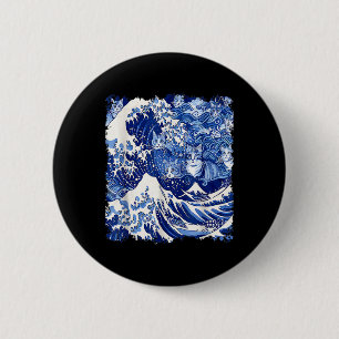 Niedliche blaue Katzen wellen nach Kamala Funny Bl Button