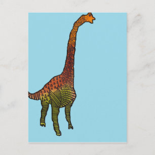 Niedliche blaue Kids brachiosaurus dinosaurier art Postkarte