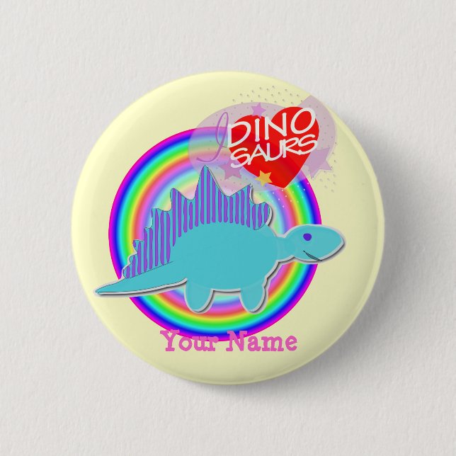 Niedliche blaue Liebe Dino I Dinosaurier Ihr Button (Vorderseite)