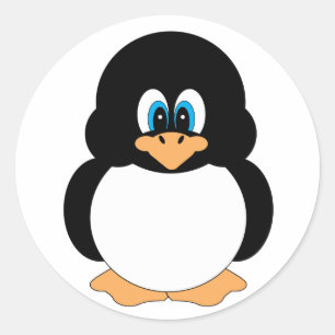 Niedliche blaue mit Augen Penguin-Aufkleber Runder Aufkleber