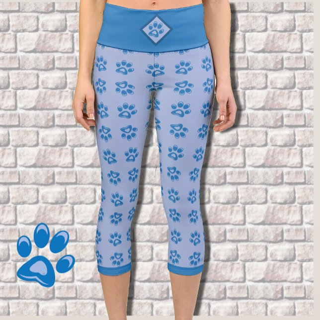 Niedliche blaue Pfoten drucken Capri-Leggings Capri Leggings (Von Creator hochgeladen)