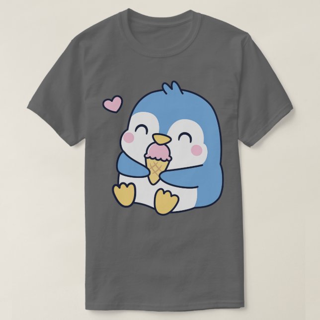 Niedliche Blaue Pinguine Lieben Ice Creme T-Shirt (Design vorne)