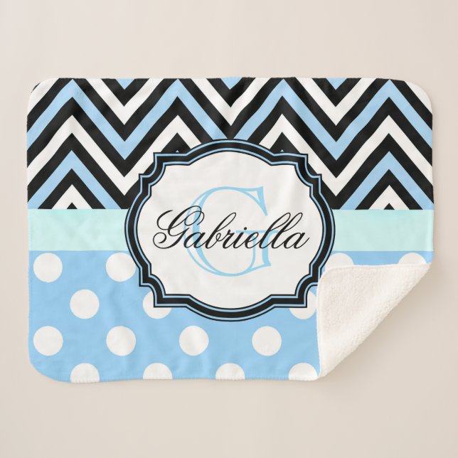 Niedliche blaue Punkte und Streifen Sherpadecke (Vorderseite (Horizontal))