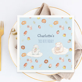 Niedliche blaue Schafdesserts Aquarellfarben Kinde Serviette