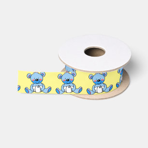 niedliche blaue Spielzeug Teddybärn-Babydusche Satinband