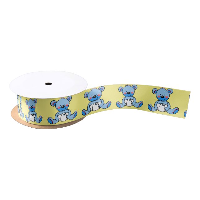 niedliche blaue Spielzeug Teddybärn-Babydusche Satinband (Spule)