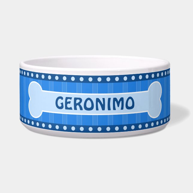 Niedliche blaue Streifen Knochen und Paws Große Hu Napf (Vorderseite)