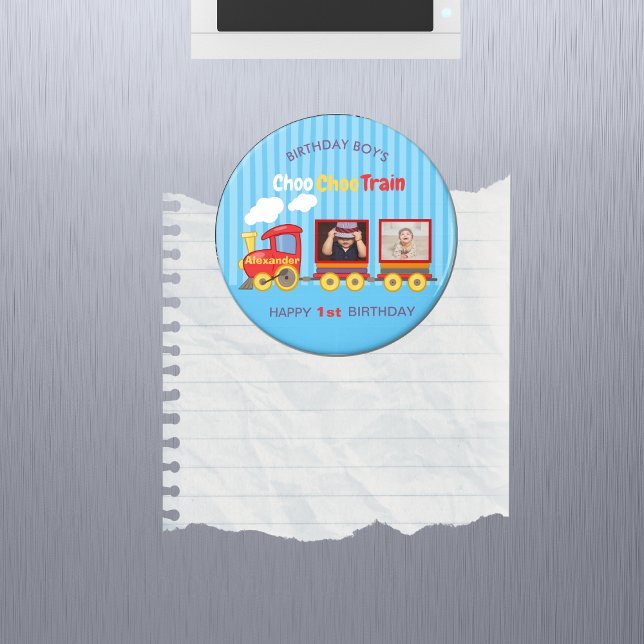 Niedliche Blaue Streifen Muster Spielzeugzug Boys  Magnet (Von Creator hochgeladen)