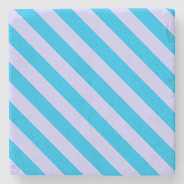 Niedliche blaue Streifen Steinuntersetzer (Vorderseite)