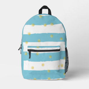 Niedliche blaue Streifen und Punkte mit Name Bedruckter Rucksack