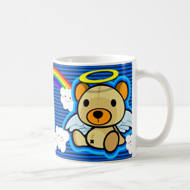 Niedliche blaue Teddybärn-Engels-Tasse Tasse (Rechts)