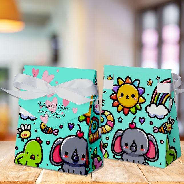 Niedliche blaue Tierdoodles Geschenkschachtel (Von Creator hochgeladen)