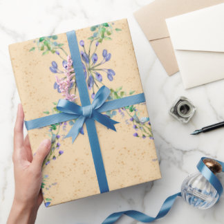 Niedliche blaue und hellbraune Blume Geschenkpapier