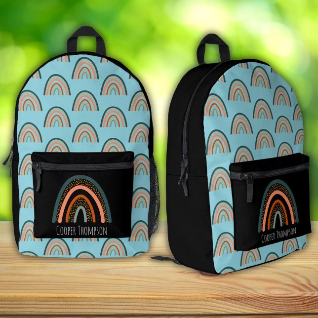 Niedliche Blaue und schwarze Regenbogenjungen Bedruckter Rucksack (Von Creator hochgeladen)