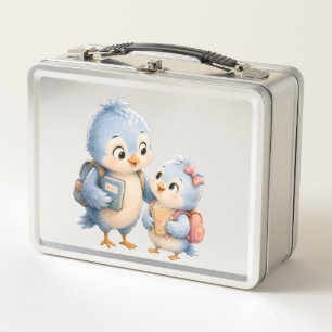 Niedliche Blaue Vögel Silberne Lunchbox