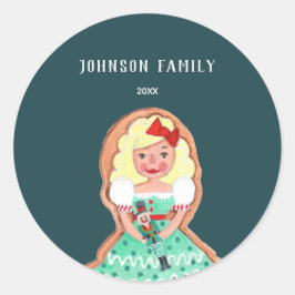 Niedliche blaue Weihnachtskekse Nutcracker Runder Aufkleber