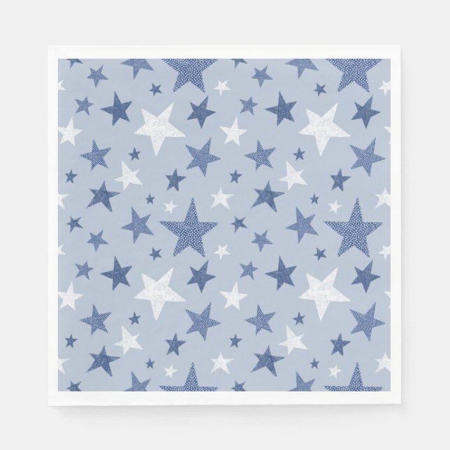 Niedliche Blaue Winterstars Serviette (Vorderseite)