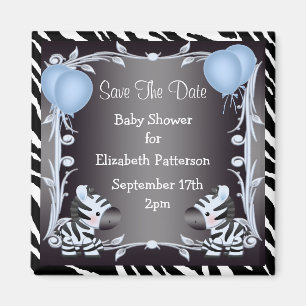 Niedliche blaue Zebras-Save the Date Baby-Dusche Magnet
