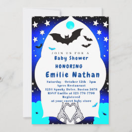 Niedliche Blauer Halloween-Babydusche Einladung
