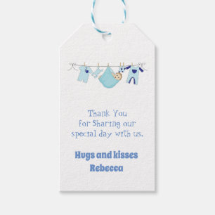 Niedliche blaues Baby-Illustration danken Ihnen Geschenkanhänger