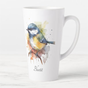 Niedliche Blaumeise auf einem Ast, individuell Milchtasse