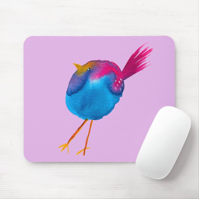Niedliche Blauvogelwasserfarbe Mousepad (Mit Mouse)