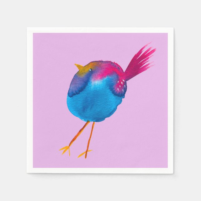 Niedliche Blauvogelwasserfarbe Serviette (Vorderseite)