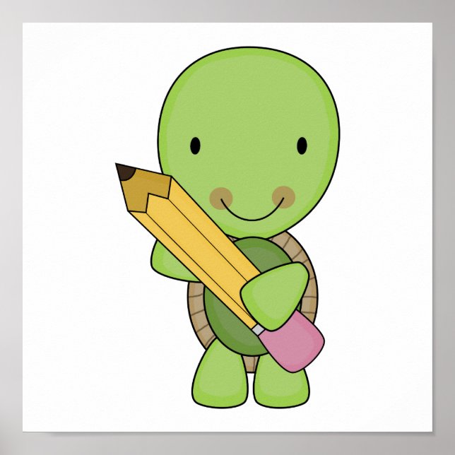niedliche Bleistiftschildkröte Poster (Vorne)