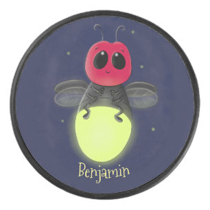 Niedliche Blitzfehler-Firefrefly-Cartoon-Abbildung Eishockey Puck