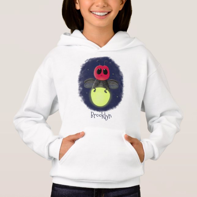 Niedliche Blitzfehler-Firefrefly-Cartoon-Abbildung Hoodie (Vorderseite)