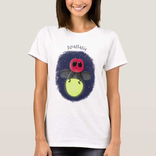 Niedliche Blitzfehler-Firefrefly-Cartoon-Abbildung T-Shirt (Vorderseite)