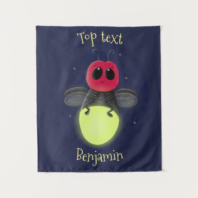 Niedliche Blitzfehler-Firefrefly-Cartoon-Abbildung Wandteppich (Vorderseite)