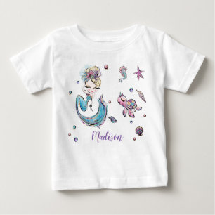 Niedliche Blonde-Haar-Meerjungfrau Baby T-shirt