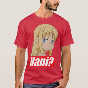 Niedliche Blonde Hair Anime Girl Nani Face Fragen T-Shirt