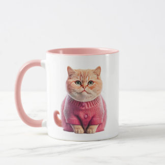 Niedliche Blonde-Katze-Tasse mit rosafarbener Matt Tasse