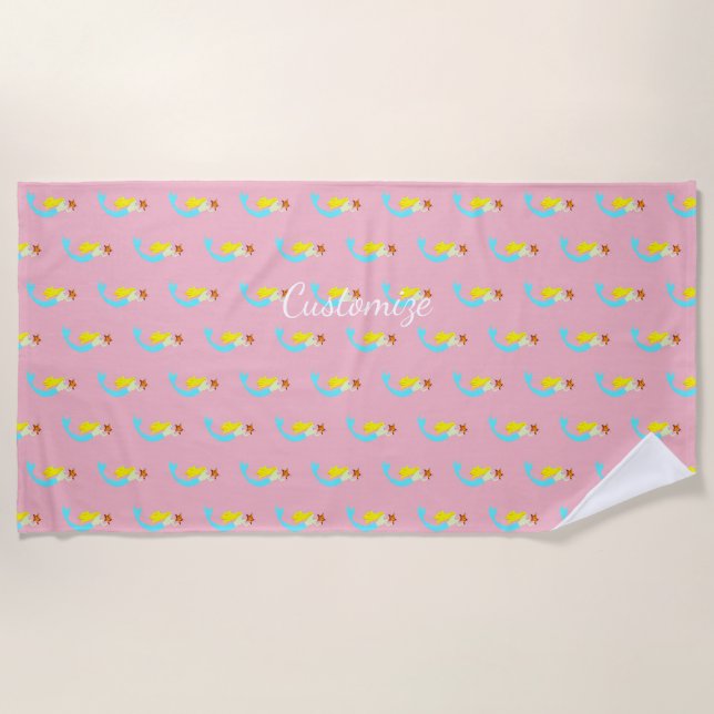 Niedliche Blonde Mermaid mit Star Thunder_Cove Strandtuch (Vorderseite)