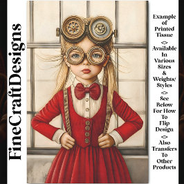 Niedliche Blonde Steampunk Girl in Red Y2 Decoupag Seidenpapier