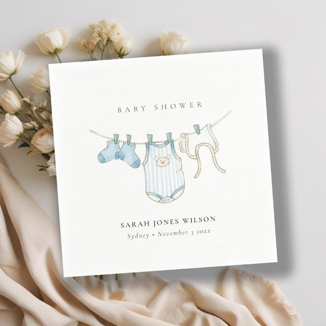 Niedliche Blue Baby Boy Clothesline Babydusche Serviette (Von Creator hochgeladen)