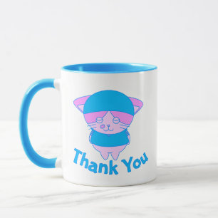 Niedliche Blue Cat Pattern Kaffeekuppen und Tasse