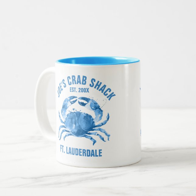 Niedliche Blue Crab Watercolor Illustration Tasse (Vorderseite Links)