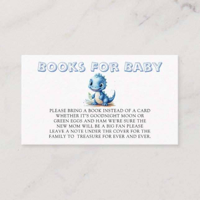 Niedliche Blue Dinosaurier Blumenbücher für Baby Begleitkarte (Vorderseite)