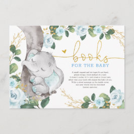 Niedliche Blue Gold Floral Elephant Books für Baby Begleitkarte