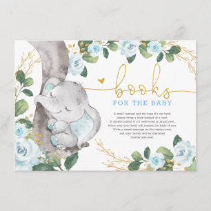 Niedliche Blue Gold Floral Elephant Books für Baby Begleitkarte
