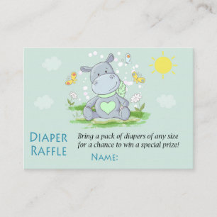 Niedliche Blue Hippo Diaper Raffelkarten Platzkarte