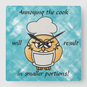 Niedliche Blue Owl Cook Wall Uhr